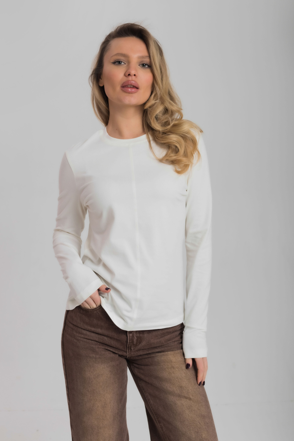 Лонгслив из кулирки с лайкрой М326003м - миниатюра 1