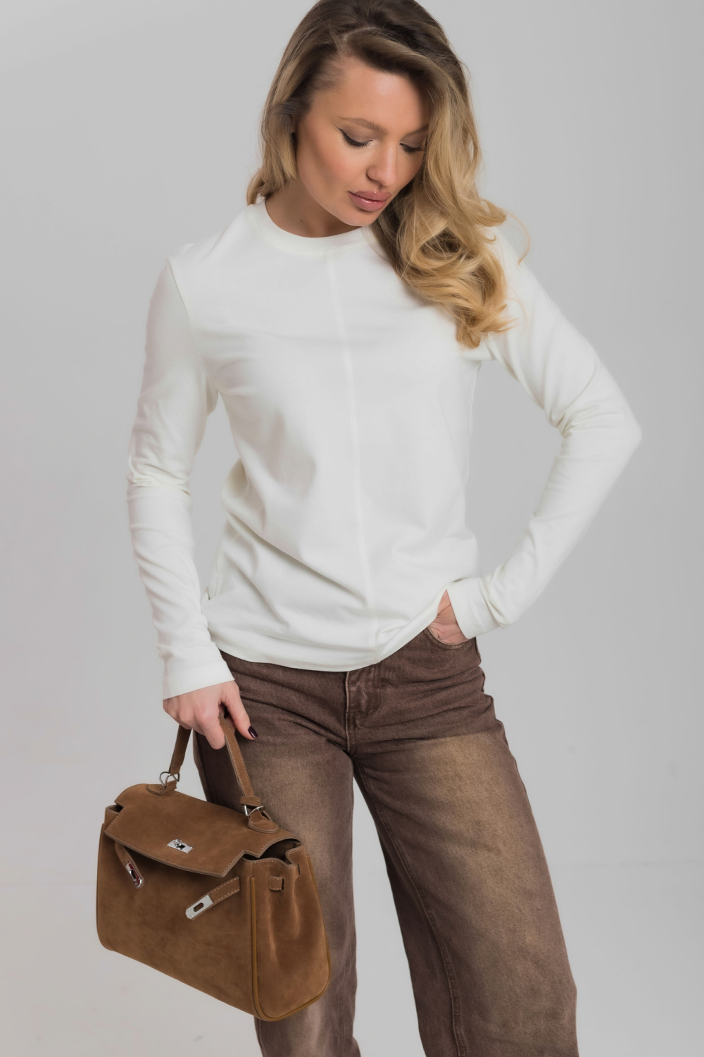 Лонгслив из кулирки с лайкрой М326003м - миниатюра 7